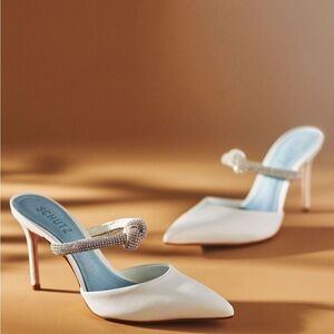 Schutz Pearl Napa white rhinestone mules